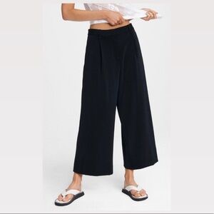Rag & bone Ivy Crepe Culotte pleated wide leg black trouser pant crop size 6